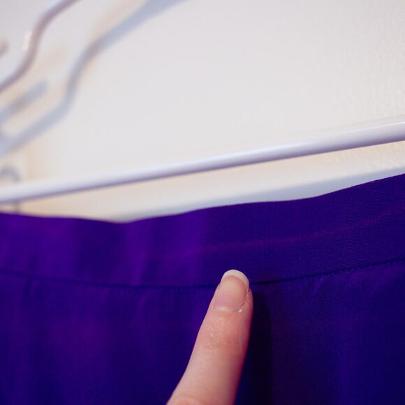 Dramatic VTG 14 Skirt Silk Violet Purple Maxi Bold Slit 90s | Bright Winter - Picture 8 of 8